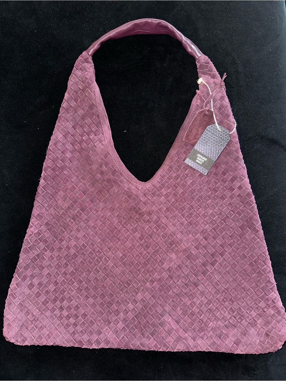 Woven suede hobo bag